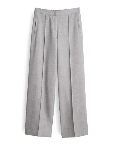 OPUS Marlenehose Hellgrau - Größe 36 - Elegante High Waist Marlenehose mit elastischem Bund und praktischen Eingrifftaschen. Der lockere Schnitt und die Bügelfalte sorgen für einen stilvollen Look.