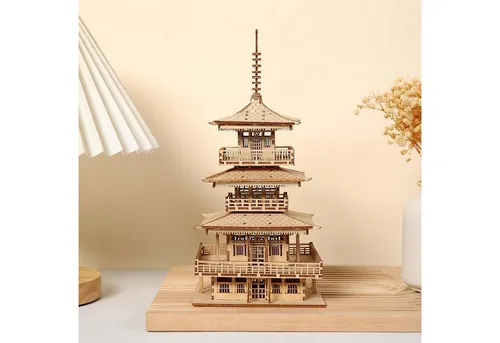 Kitcreatives 3D Holz Puzzle Pagode – 196 Teile für Erwachsene