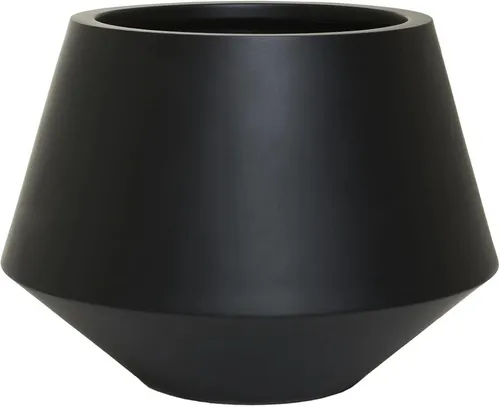 VIVANNO Blumentopf Fiberglas BERBELIT Rund - Schwarz Matt (1 St), 42x30 cm