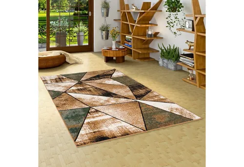 Pergamon Designer Teppich Modern - Brilliant Beige Grün - Teppich für Wohnzimmer, Schlafzimmer und Esszimmer, pflegeleicht und schadstoffgeprüft nach Öko-Tex Standard 100, ideal für Fußbodenheizung.
