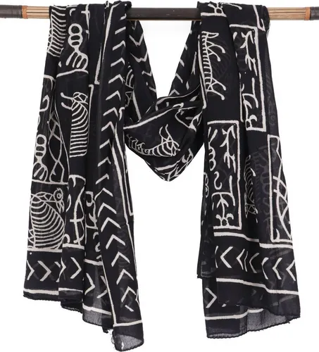 Guru-Shop Sarong Leichter Pareo, Sarong, handbedrucktes.. in schwarz von Guru-Shop