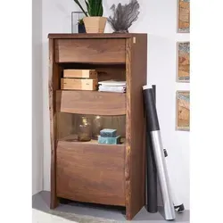 Vitrine Akazie 71x45x147 braun lackiert von Massivholzmöbel24