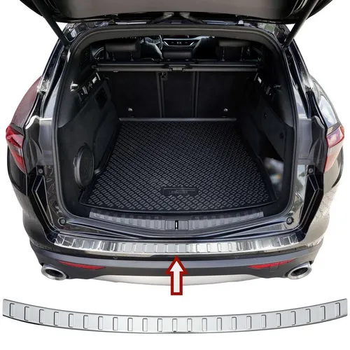 RECAMBO Ladekantenschutz für Alfa Romeo Stelvio - Abdeckblenden - Hochwertiger V2A Edelstahl für perfekten Schutz und exklusive Optik, 100% Passgenauigkeit dank präziser 3D-Passform.