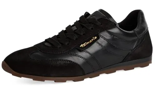 Tamaris Damen Low Sneaker 1-23611-44 Schwarz - Sneaker für Damen mit atmungsaktivem Obermaterial, ideal für Freizeitaktivitäten. Bequeme Weite und gepolsterte Innensohle sorgen für höchsten Komfort.