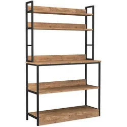 VCM Küchenschrank Unterschrank für Mikrowelle - Insasi Honig-Eiche - Küchenunterschrank im Industrie Design, ideal für Mikrowellen mit praktischen Maßen (H. 161 x B. 101 x T. 36 cm) und stilvollem Look.