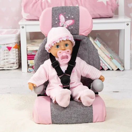 Bayer Design Puppen-Autositz Deluxe grau - Kleidung & Accessoires, sicherer und stilvoller Autositz für Puppen, ideal für kleine Puppenmamas und -papas.