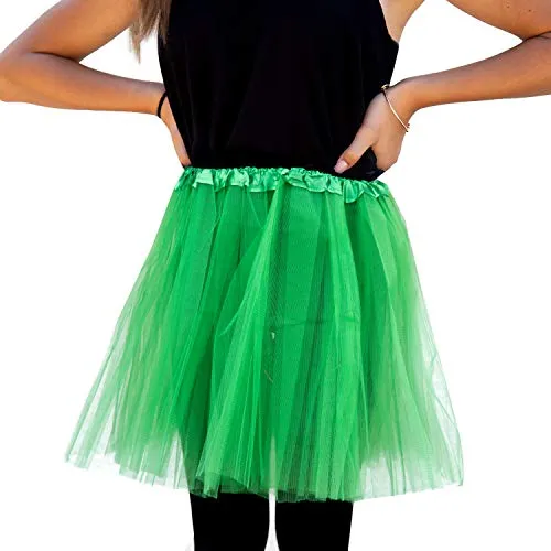 Oblique Unique® Tutu Tütü Reifrock Unterrock Petticoat Damen Frauen Rock Grün als Kostüm Accessoire für Fasching Karneval Motto Party Frosch Kostüm Einheitsgröße 60 cm - 116 cm