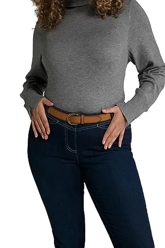 Ulla Popken Damen große Größen Übergrößen Plus Size Leder-Gürtel, echtes Leder, Wechselschnalle, Länge bis 155 cm schwarz 145 801998100-145