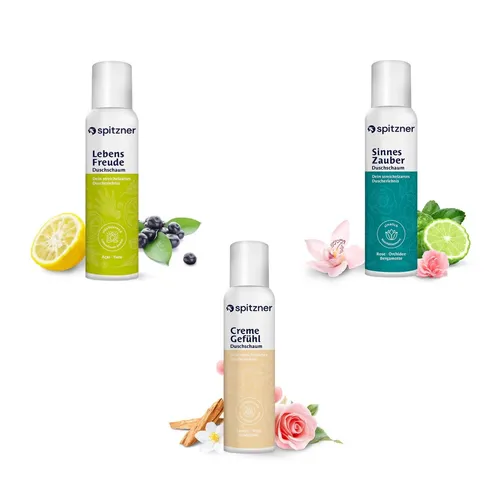 Spitzner Duschschaum Set Wohlfühlen 3x 150 ml Wellness-Dusche sanft vegan