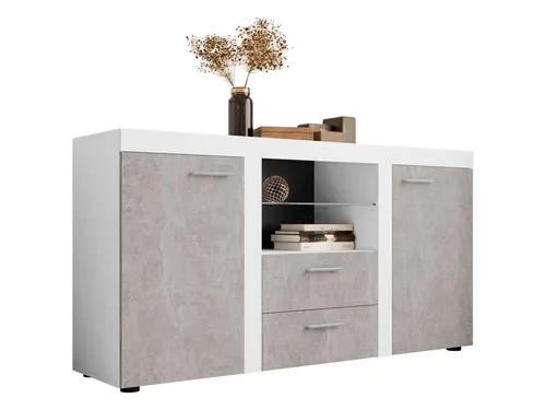 Mirjan24 Kommode Weiß/Grau, 3 Schubladen, 156x82x40 cm - Moderne Kommode aus Holzwerkstoff mit 3 Schubladen, ideal für dein Wohnzimmer. Einfache Montage mit Anleitung, zeitloses Design und robuste Materialien für langfristige Nutzung.