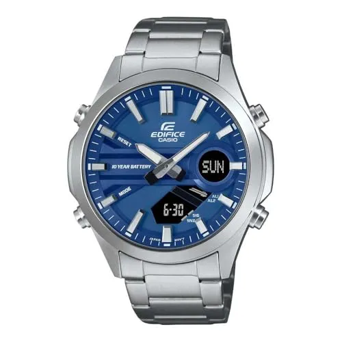 Edifice Watch EFV-C120D-2AEF - Armbanduhr für Herren mit Analog-Digital-Kombination, 10-Jahres-Batterie und vielseitigen Funktionen wie Stoppuhr und Alarm. Hochwertiges Edelstahlband, wasserdicht bis 10 bar und in edler Geschenkbox.