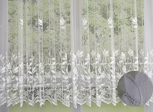 Clever-Kauf-24 Fertiggardine Edel Jacquard 450x175cm - Scheibengardinen & Kurzstores | Fertiggardine aus hochwertigem Edel Jacquard | transparent und waschbar bei 30° | ideal für stilvolle Fensterdekoration