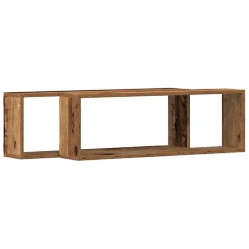 vidaXL Wandregale 2 STK. Altholz 80x15x26 cm - Regale aus hochwertigem Holzwerkstoff mit rustikalem Design, ideal für platzsparende Lösungen in jedem Raum. Robust und vielseitig, perfekt für Deko, Bücher und Pflanzen.