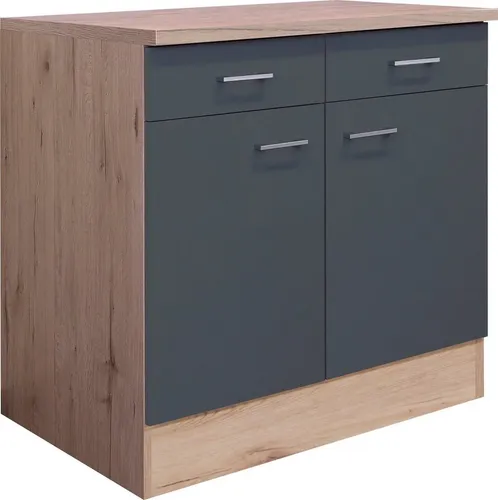 Flex-Well Unterschrank Morena 80 x 85 x 60 cm - Unterschrank mit 2 Schubladen und 2 Türen, bietet viel Stauraum und ist aus robustem Holzwerkstoff in modernem Design, ideal für jeden Raum.