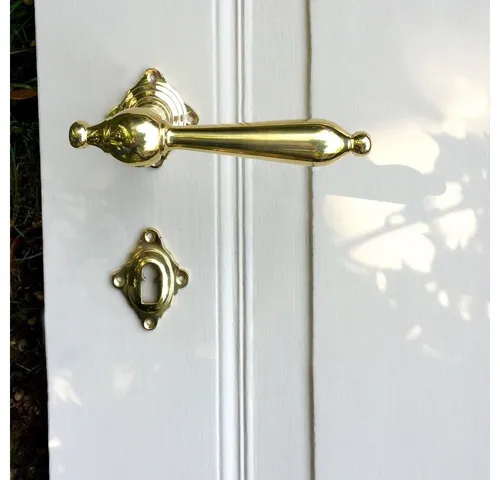 Antikas Türbeschlag Drückergarnitur für Zimmertüren zeitloses Design, BB, Messing glanz