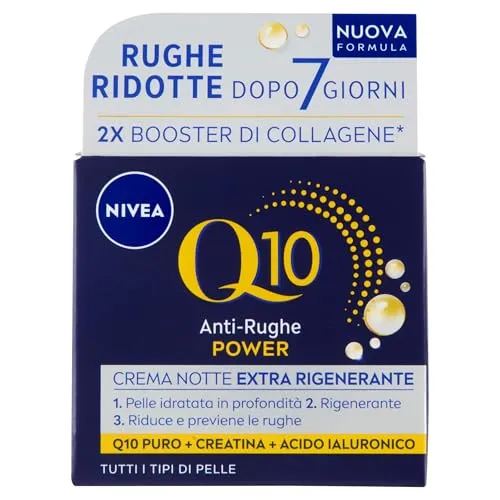 NIVEA Q10 Anti-Falten-Power Gesichtscreme für die Nacht, extra regenerierend 50 ml, Anti-Falten-Gesichtscreme, Gesichtscreme, Hyaluronsäure, Coenzym Q10 und Kreatin für einen doppelten Kollagenbooster