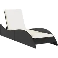 vidaXL Sonnenliege mit Auflage Schwarz - Bequeme Gartenliege aus Poly Rattan - Gartenliegen aus robustem PE-Rattan mit 3-fach verstellbarer Rückenlehne und dick gepolstertem Kissen für ultimativen Komfort im Außenbereich.