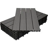 ECD Germany WPC Terrassenfliesen 60x30 cm - Anthrazit - Terrassen- & Balkonfliesen mit innovativem Klicksystem für einfache Verlegung. Wetterbeständig, rutschfest und ideal für Balkon, Terrasse oder Garten.