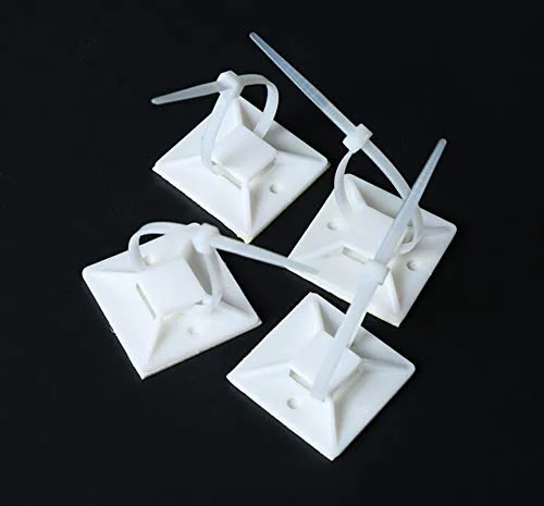 Stück Bayli Klebesockel für Kabelbinder Weiß 20x20 mm | [Zwei-Wege] Befestigungssockel Selbstklebend | Kabelschelle Klebepads | Kabelbinderhalter | Montagesockel Set mit Klebefläche | Schraubsockel 10