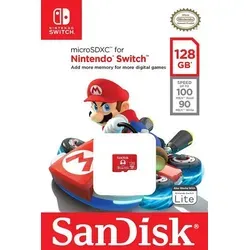SanDisk MicroSD Karte 128 GB für Nintendo Switch - Offiziell lizenziert, bietet diese MicroSD-Karte zusätzlichen Speicher für Spiele und Updates. Hohe Übertragungsgeschwindigkeiten garantieren schnelle Ladezeiten und ein robustes Design für mobiles Gaming.