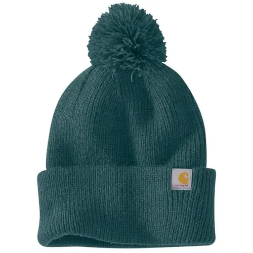 Carhartt Damen Standard Knit Pom Cuffed Beanie Greenstone