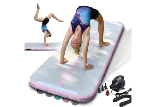 Apollo Gymnastikmatte Air Mat Pro - Aufblasbare Airtrack Matte in Pink - Sportmatten für Yoga, Pilates und Gymnastik, inklusive elektrischer Pumpe und Tasche, ideal für Training zu Hause oder im Verein.