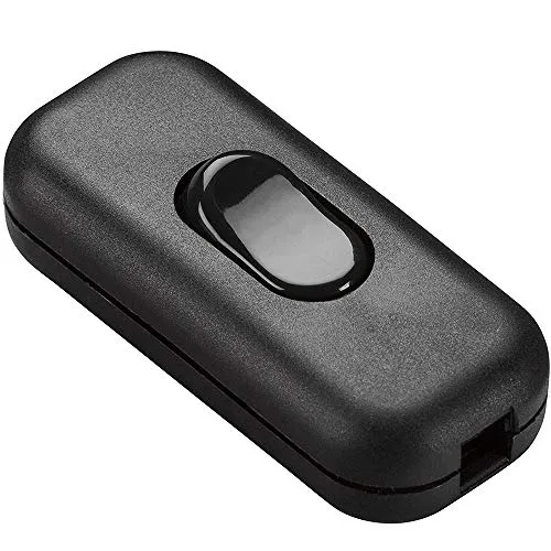 Schnurzwischenschalter 1 Stück Lampen-Schalter Inline ON/OFF Tisch Schreibtischlampe Kabel Schalter für 2- und 3-adrige Kabel 6A 250V Matt Schwarz