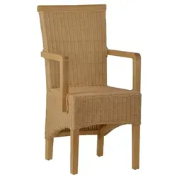 MiaMöbel Armlehnstuhl Rattan - Esszimmerstuhl aus massivem Mahagoni mit ergonomischer Rückenlehne, ideal für stilvolle Essgruppen im Landhaus- oder skandinavischen Design.