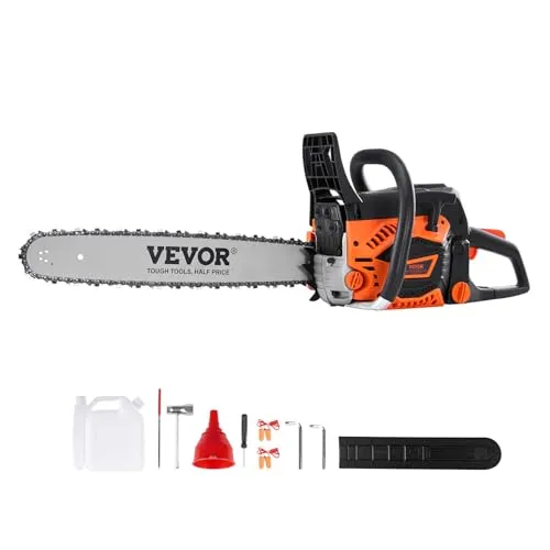 VEVOR Benzin Kettensäge 58 CC, 50,8 cm Schwertlänge - Kettensägen für effizientes Schneiden: Mit 3,22 PS und einem 50,8 cm Schwert aus hochfestem Stahl für präzise und saubere Schnitte. Ideal für Baumschnitt und Fällarbeiten.
