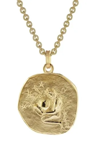 trendor Wassermann Sternzeichen Ø 20 mm Herrenkette Gold auf Silber Tierkreiszeichen, zeitloser Halsschmuck für Herren, tolle Geschenkidee, 39070-02-60 60 cm