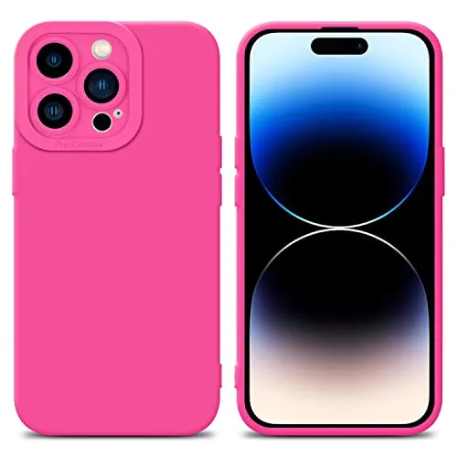Cadorabo Hülle kompatibel mit Apple iPhone 14 PRO MAX Schutzhülle TPU Silikon Case Liquid Design mit Kameraschutz Slim Kratzfest Weiche Gummi mit Rundumschutz Case Hülle für iPhone 14 PRO MAX in Pink