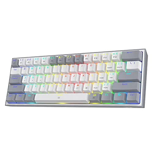 Redragon K617 Fizz – 60% RGB-Gaming-Tastatur - Kompakte 61-Tasten-Tastatur mit Hot-Swap-fähigen roten Schaltern für leises Tippen. Lebendige RGB-Beleuchtung und individuelle Pro-Software für ein optimales Spielerlebnis. Ideal für FPS-Gamer und effizientes Arbeiten.