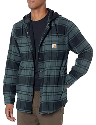 Carhartt Herren Flannel Fleece Lined Hooded Übergangsjacke in Elm, Größe XXL - Funktionsjacken mit Rugged Flex für optimale Bewegungsfreiheit, verstellbarer Kapuze und praktischen Taschen für zusätzlichen Komfort.