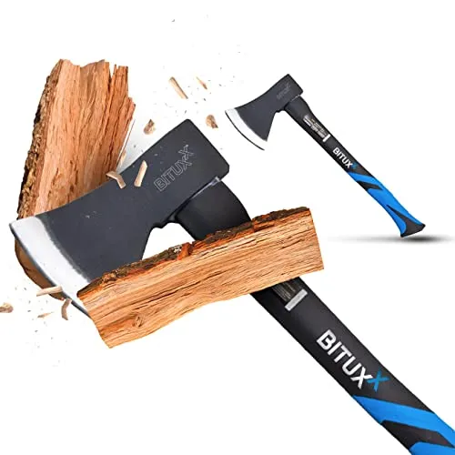 BITUXX Spaltaxt Spaltbeil Axt Beil Spalthammer Spaltkeil Fiberglas Forst Set - Die Perfekten Werkzeuge für Garten und Wald (Beil 1000g)