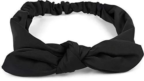 styleBREAKER Damen Haarband einfarbig mit Schleife und Gummizug, Stirnband, Headband, Pinup, Rockabilly, Haarschmuck 04026035, Farbe:Schwarz