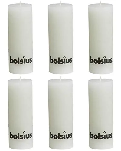 bolsius 6 Stumpenkerzen Rustic 190/68, weiß - Kerze - Unparfümiert - Haushalt/Kerzen