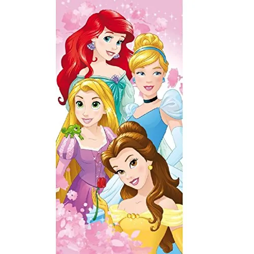 Jerry Fabrics 17TW197 Disney Princess Character Kinder Schwimmen Strand und Badetücher, Baumwolle, Rosa, 140 x 70 x 0.5 cm