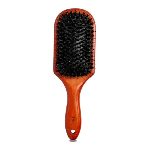MIBELLA BEAUTY & CO Haarbürste mit Wildschweinborsten und Nylonborsten -Paddelbürste für Kopfmassage und Haarpflege – Bürste aus nachhaltigem Buchenholz