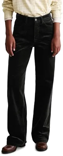 Marc O'Polo DENIM Cordhose Tomma Wide - Weite, gerade Beinführung in Schwarz - Stoffhosen aus einem nachhaltigen Bio-Baumwoll-Mix mit Rippstruktur für einen lässigen Look und hohen Tragekomfort.