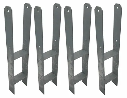 4er Set H-Anker Pfostenträger feuerverzinkt 116 / 600 mm - Pfostenträger aus verzinktem Stahl, korrosionsbeständig und langlebig. Ideal für stabile Befestigungen im Garten- und Landschaftsbau.