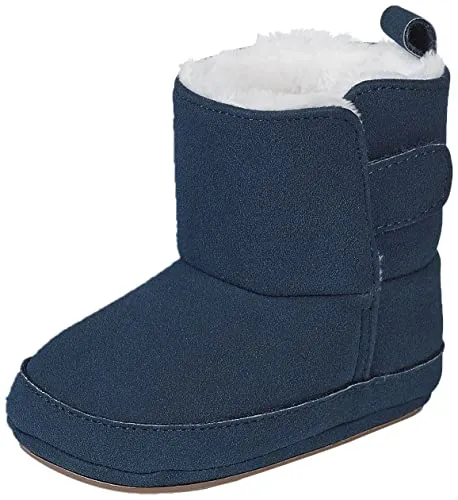 Sterntaler Jungen Baby-Schuh, Blau (Marine 300), 21/22 EU - Lauflernschuhe für Jungen, gefüttert mit Teddyflausch und rutschfester Sohle für sicheren Halt beim Laufen lernen.