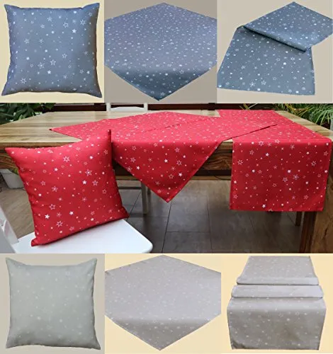 heimtexland Sterne Weihnachten Mitteldecke dunkelgrau in 85x85 cm Weihnacht Tischwäsche & Kissen mit Sternen Weihnachtsdeko Tischdecke anthrazit grau Typ366