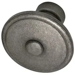 HALCÖ Türknopf rund - thermopatiniert (antik-grau) - Türknopf für rustikale Türen, feuerfest zertifiziert nach ÖNORM B3859 und vielseitig einsetzbar als Knopfdrücker oder Drehknopf.