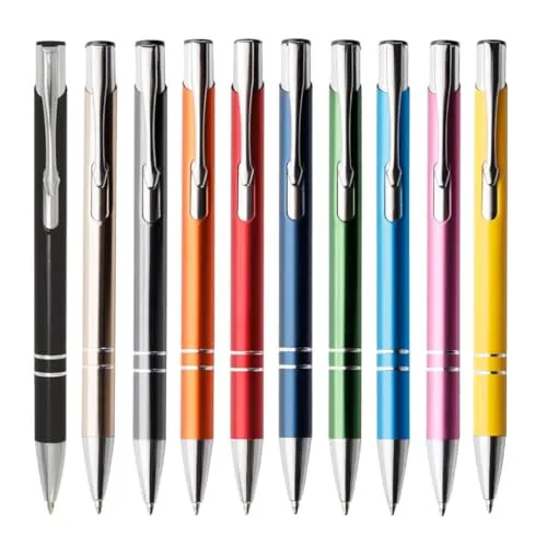 WPRO Metallkugelschreiber Set Cosima 10 Stück bunt – elegant und blau schreibend; ergonomischer Griff; austauschbare Großraummine; langlebig für Büro, Schule & Geschenk