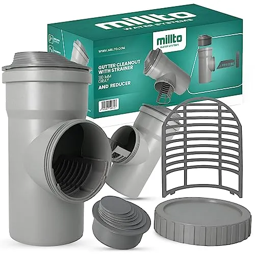 Millto™ Regenrohfilter Sieb Mehrstufige Reduktion 110mm Fallrohrfilter Dachrinne Dachrinnenspülsystem Laubfänger Dachrinnensieb Abflusssystem Grau Dachrinnenzubehör Regenwasserfilter Dachrinnenschutz
