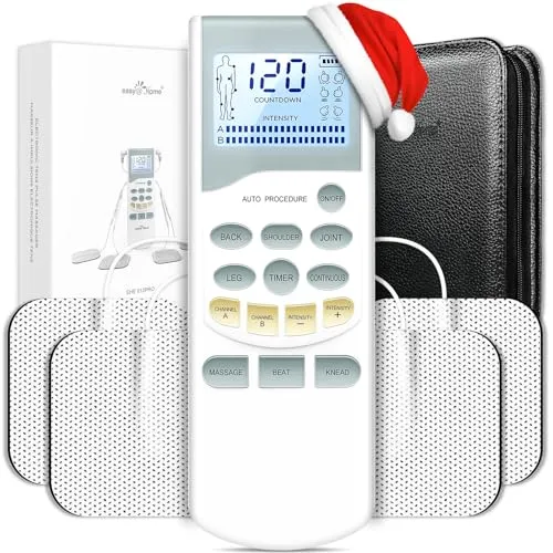 Easy@Home TENS Gerät zur Schmerztherapie – Wiederaufladbares Reizstromgerät mit 2 Kanälen