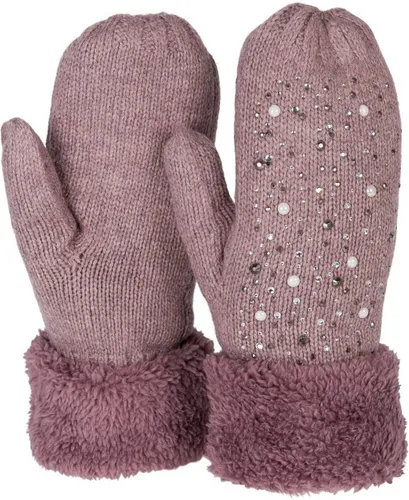 styleBREAKER Fäustlinge Strickhandschuhe Fäustlinge mit Strass und Perlen (1-St)