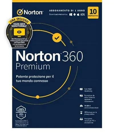 SOFTWARE ANTIVIRUS BOX 360 PREMIUM - 10 DISPOSITIVI - Security-Suiten, schützt bis zu 10 Geräte mit umfassendem Virenschutz und einer Speicherkapazität von 75GB für maximale Sicherheit.