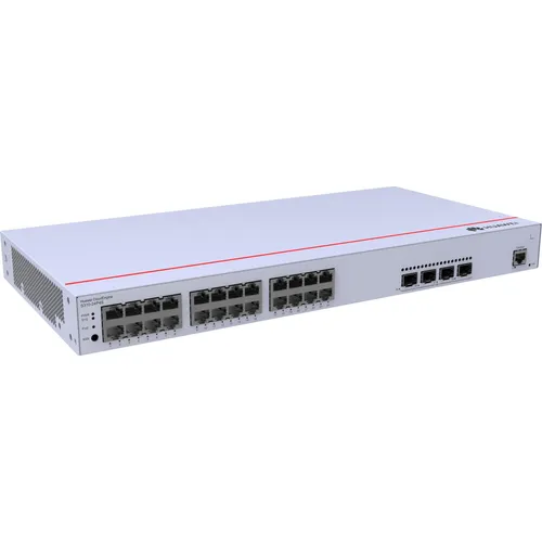 Huawei CloudEngine S310-24P4S Switch - Managed Gigabit Switch mit 24 PoE+ Ports und 4 SFP Ports, ideal für Unternehmensnetzwerke. Hohe Leistung mit 400 W PoE-Budget und 19