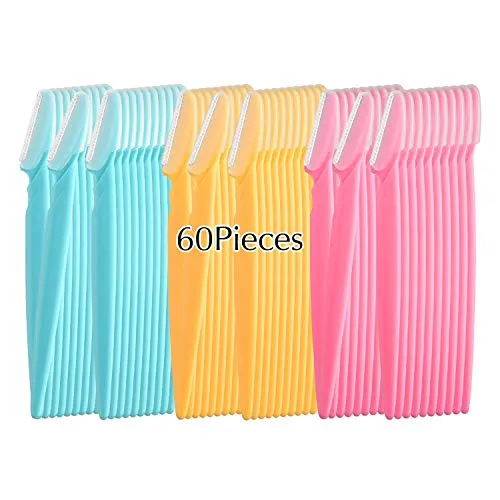 FEPITO 60 Stück Damen Gesicht Rasierer Augenbraue Rasierer Former Rasierapparat für Damen und Männer Mehrzweck Peeling Gesicht Rasiermesser